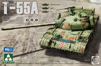  Takom 2056 1/35 ruský Stredný Tank T-55A 3 v 1 Tank Model Auta