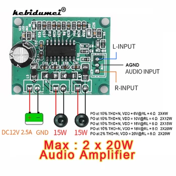  Novo 2*15W 2.0 Kanálový Mini Digital Stereo Audio Výkon zosilňovačov Zvuku Rada 30W DC 12V Napájanie MP3 Zosilnenie Modul