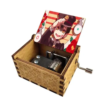  anime Wc-Viazané Hanako kun Music Box Vyrezávané Drevené Ručne Kľukou Music Box Domáce dekorácie Veselé Vianoce Deti Darček k Narodeninám