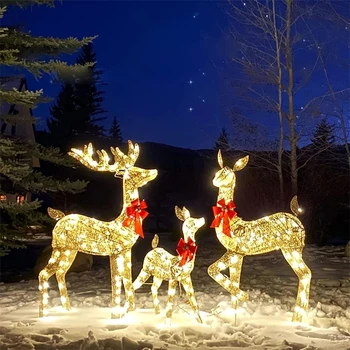  Vianočné Kovaného Akryl Elk Jeleň LED Svetlo Žiariace Lesk Sobov Vianoce Domov Vonkajšie Dvore Sobov Vianoce Ozdoba Interiéru
