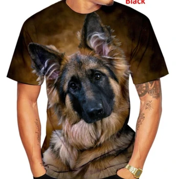  Nové módne Polyester harajuku Unisex Oblečenie tlač psa roztomilý nemeckého ovčiaka mužov tričko