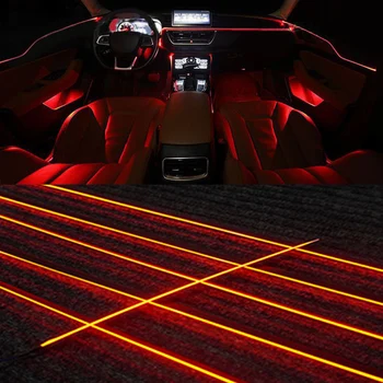  Interiér Akryl Pásy Svetla 18 V 1 LED Auto Okolitého Svetla Dekorácie Atmosféru Lampa Sprievodca Optický RBG 64 Farba