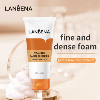  LANBENA Vitamín C Facial Cleanser Kolagénu Tvár Umývanie Zubov Hydratačné Odstraňovač Melanínu make-up Pena Hĺbkové Čistenie Tváre